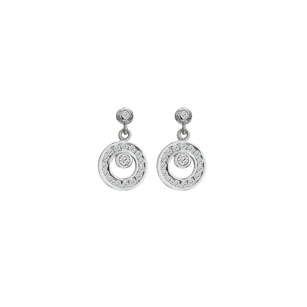 Hot Diamonds Jewellery Hot Diamonds Sterling Silver White Topaz Orbit Earrings