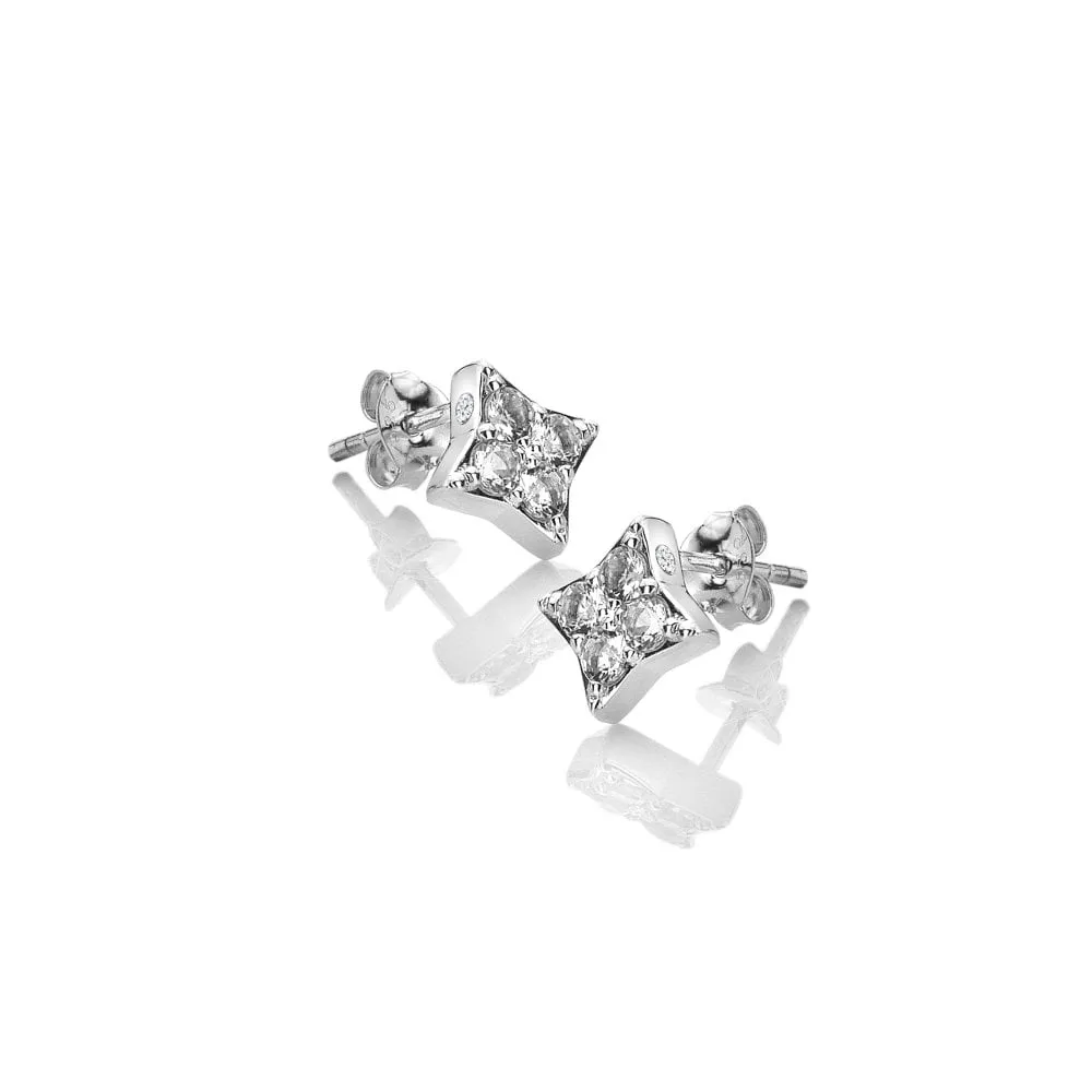 Hot Diamonds Jewellery Hot Diamonds Sterling Silver White Topaz Squared Triangle Earrings