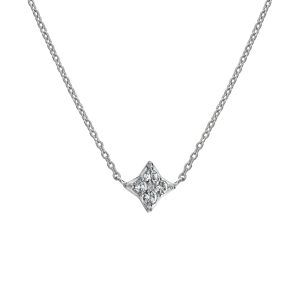Hot Diamonds Jewellery Hot Diamonds Sterling Silver White Topaz Squared Triangle Necklace