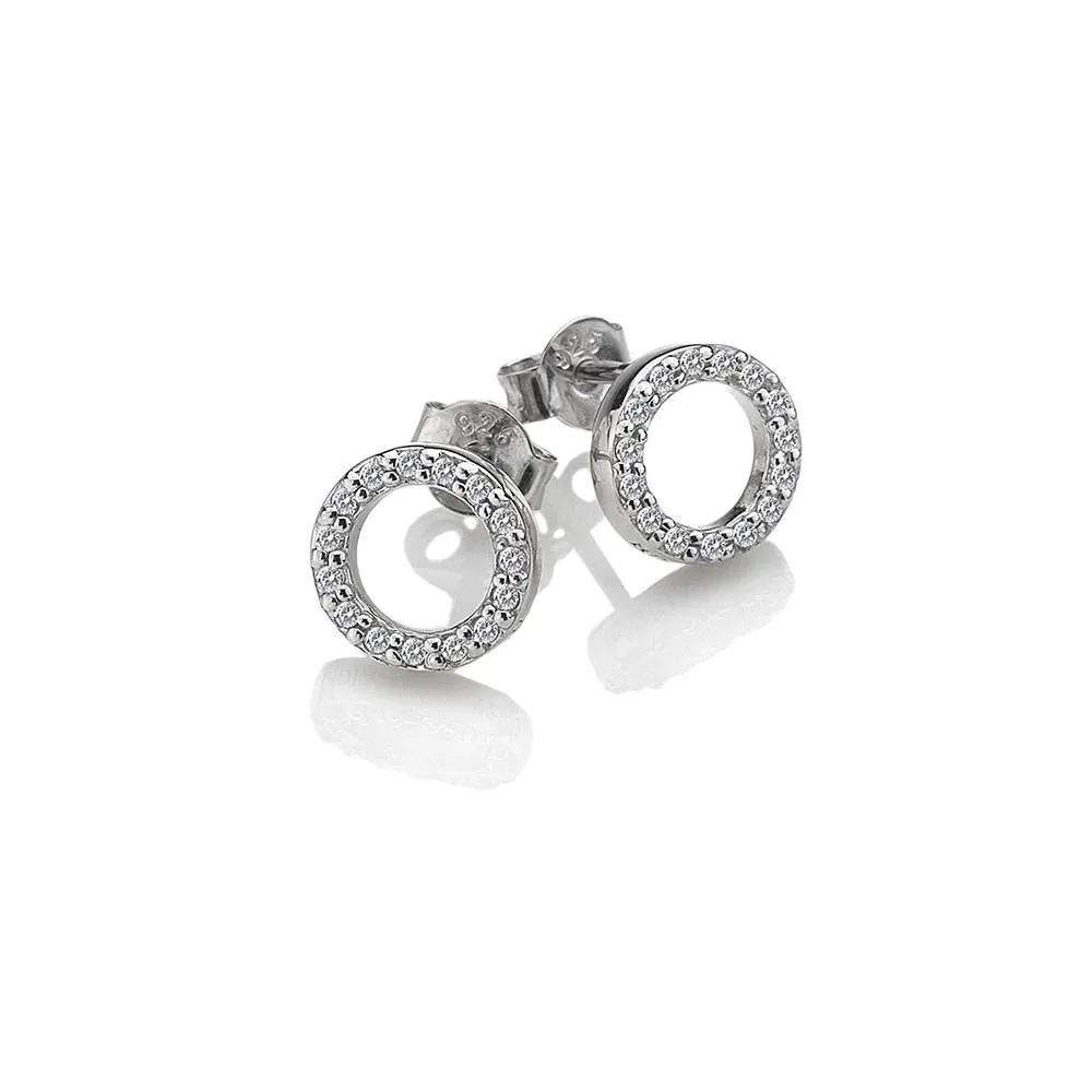 Hot Diamonds Jewellery Hot Diamonds Sterling Silver White Topaz Striking Circle Earrings