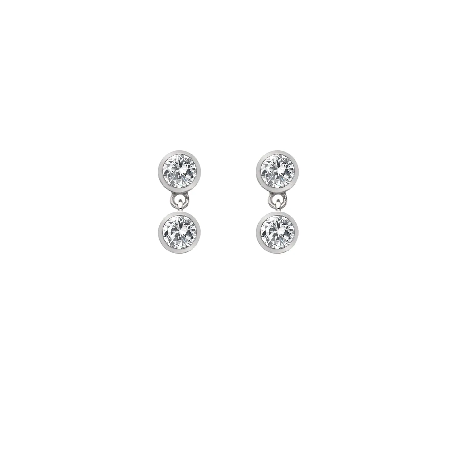 Hot Diamonds Jewellery Hot Diamonds Tender Sterling Silver Double Drop White Topaz Stud Earrings