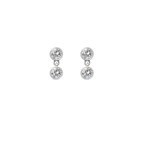 Hot Diamonds Jewellery Hot Diamonds Tender Sterling Silver Double Drop White Topaz Stud Earrings