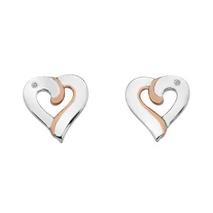 Hot Diamonds Jewellery Hot Diamonds Together Sterling Silver Rose Gold Diamond Earrings