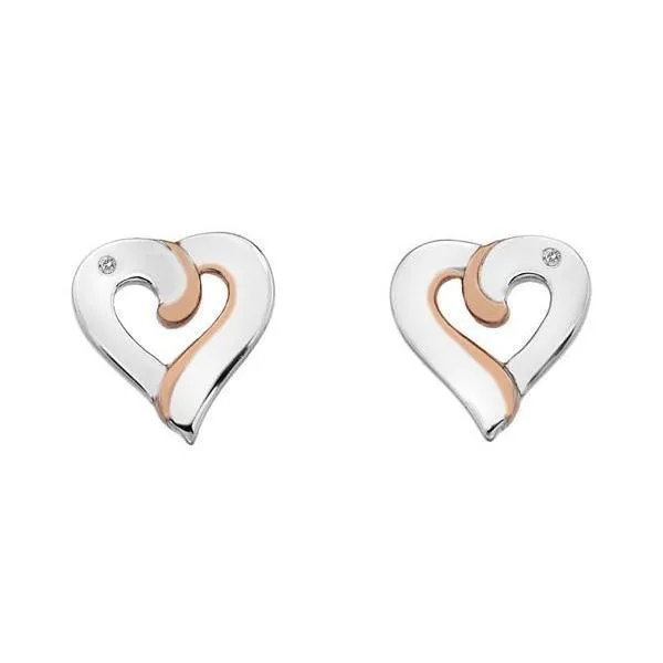 Hot Diamonds Jewellery Hot Diamonds Together Sterling Silver Rose Gold Diamond Earrings