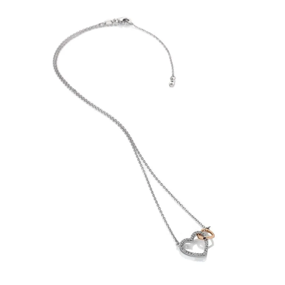 Hot Diamonds Jewellery Hot Diamonds Togetherness Sterling Silver Rose Gold Plated Heart Necklace