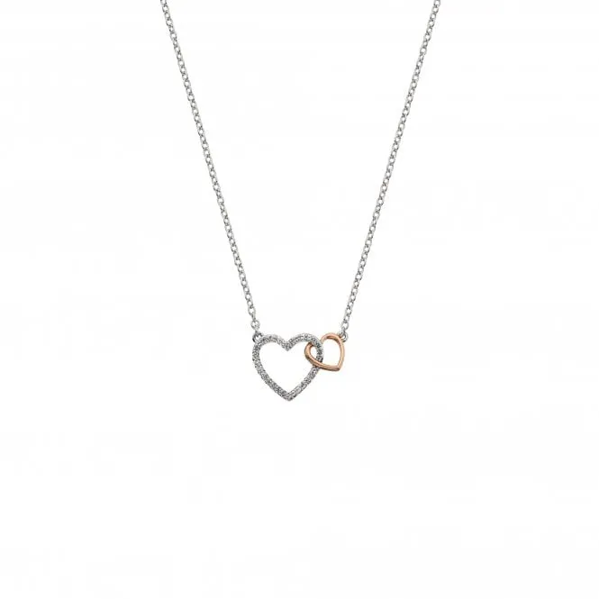 Hot Diamonds Jewellery Hot Diamonds Togetherness Sterling Silver Rose Gold Plated Heart Necklace