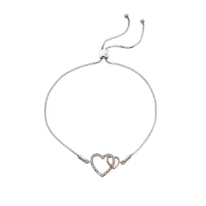 Hot Diamonds Jewellery Hot Diamonds Togetherness Sterling Silver Rose Gold Plated White Topaz Bracelet