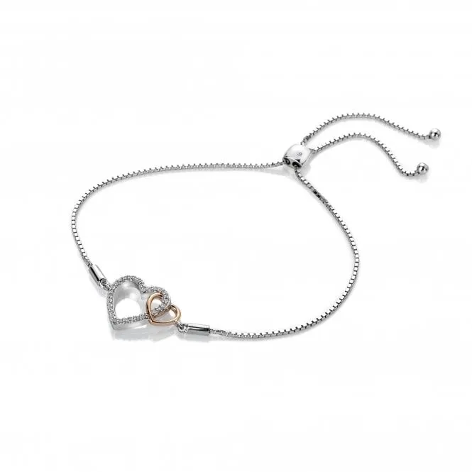 Hot Diamonds Jewellery Hot Diamonds Togetherness Sterling Silver Rose Gold Plated White Topaz Bracelet