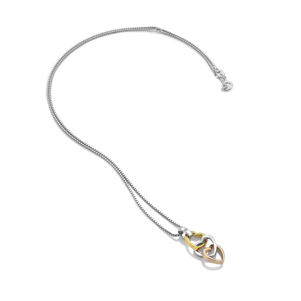 Hot Diamonds Jewellery Hot Diamonds Trio Sterling Silver Gold Plated Accents Triple Heart Necklace