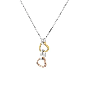 Hot Diamonds Jewellery Hot Diamonds Trio Sterling Silver Gold Plated Accents Triple Heart Necklace