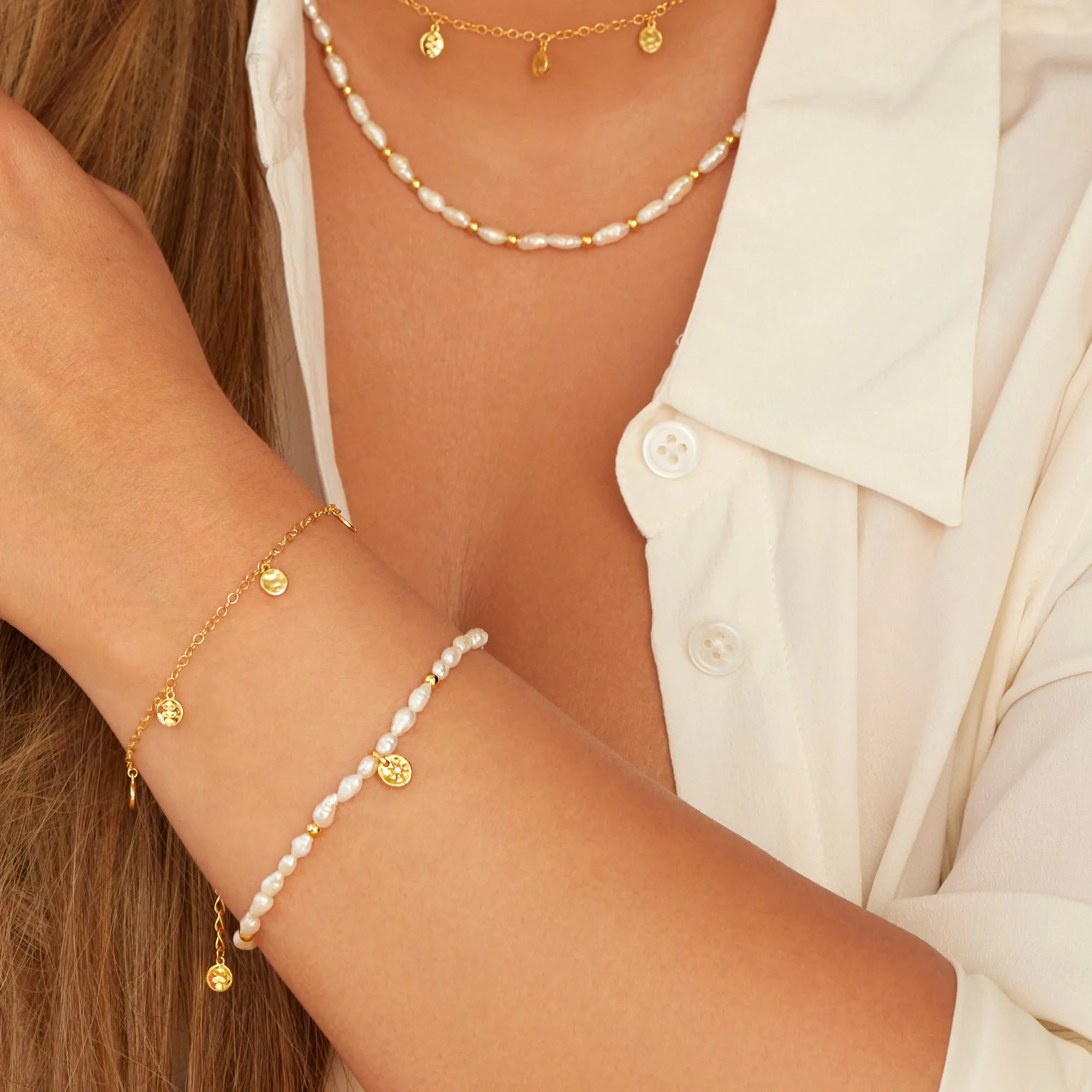 Hot Diamonds Jewellery Hot Diamonds x Jac Jossa Calm Gold Plated Sterling Silver Pearl Lunar Bracelet