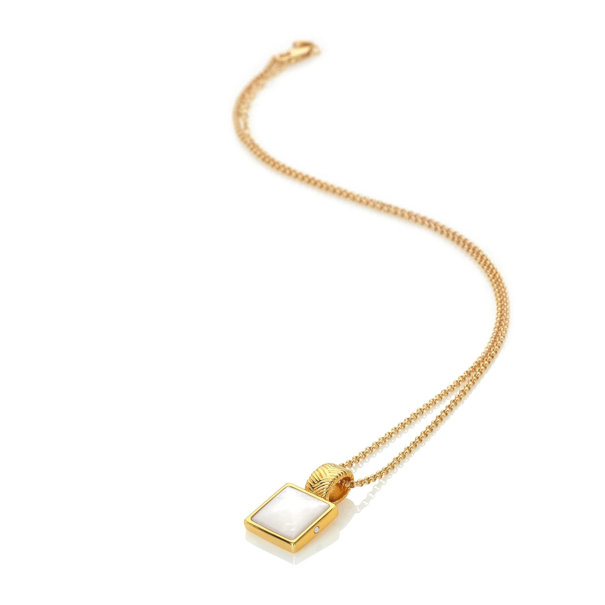 Hot Diamonds Jewellery Hot Diamonds x Jac Jossa Calm Gold Plated Sterling Silver Pearl Square Pendant