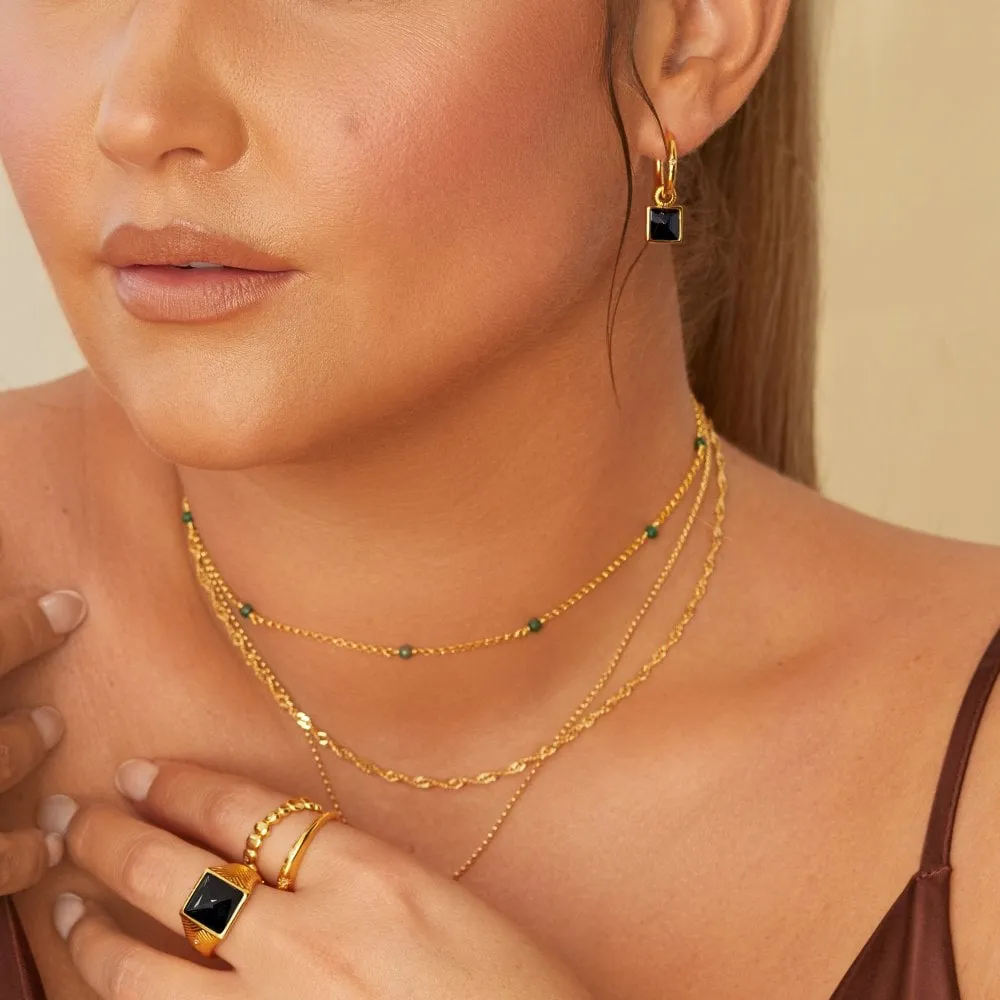 Hot Diamonds Jewellery Hot Diamonds x Jac Jossa Gold Plated Sterling Silver Black Onyx Hoop Earrings