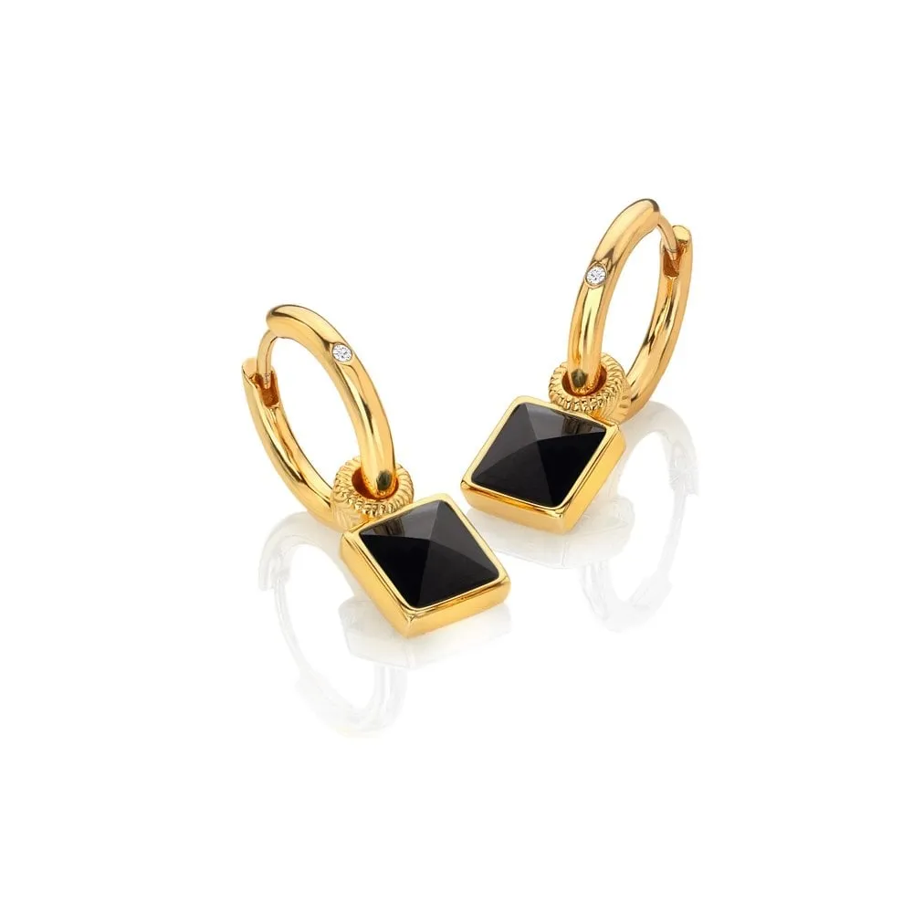 Hot Diamonds Jewellery Hot Diamonds x Jac Jossa Gold Plated Sterling Silver Black Onyx Hoop Earrings