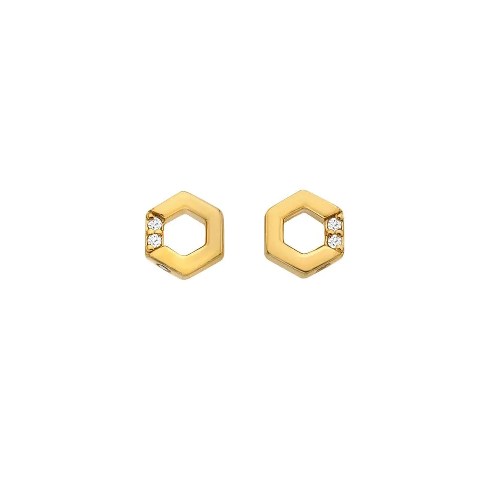 Hot Diamonds Jewellery Hot Diamonds x Jac Jossa Gold Plated Sterling Silver Hexagon White Topaz Stud Earrings
