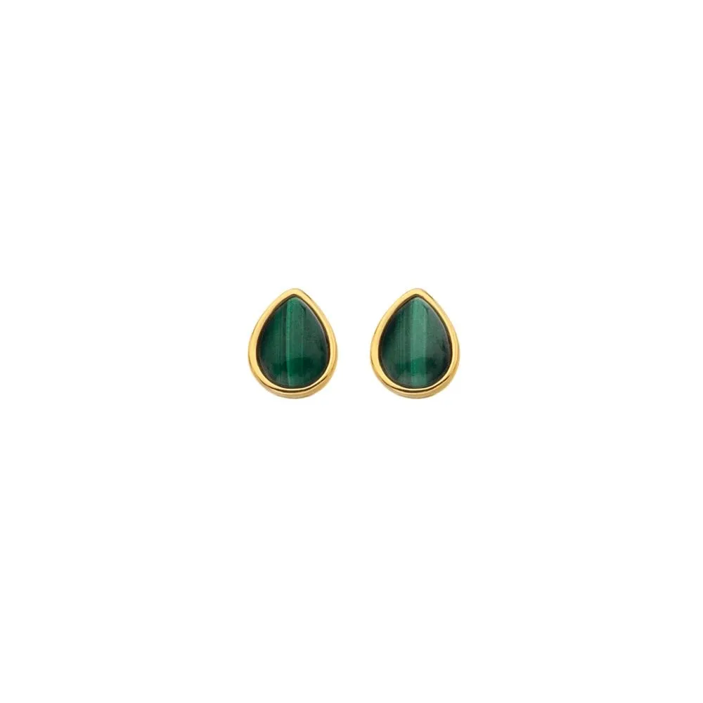 Hot Diamonds Jewellery Hot Diamonds x Jac Jossa Gold Plated Sterling Silver Revive Malachite Teardrop Stud Earrings