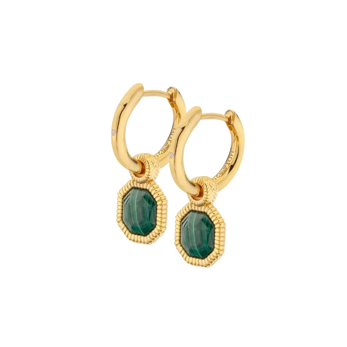 Hot Diamonds Jewellery Hot Diamonds x Jac Jossa Revive Gold Plated Sterling Silver Malachite Earrings