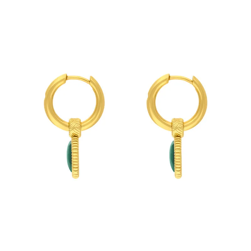 Hot Diamonds Jewellery Hot Diamonds x Jac Jossa Revive Gold Plated Sterling Silver Malachite Earrings