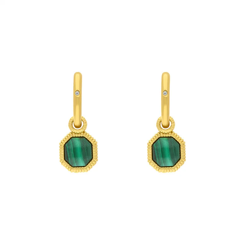 Hot Diamonds Jewellery Hot Diamonds x Jac Jossa Revive Gold Plated Sterling Silver Malachite Earrings