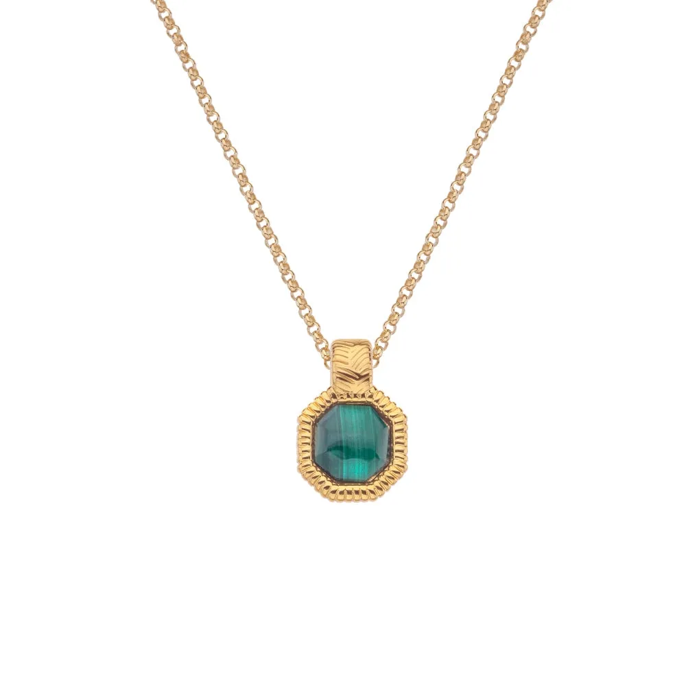 Hot Diamonds Jewellery Hot Diamonds x Jac Jossa Revive Gold Plated Sterling Silver Malachite Pendant