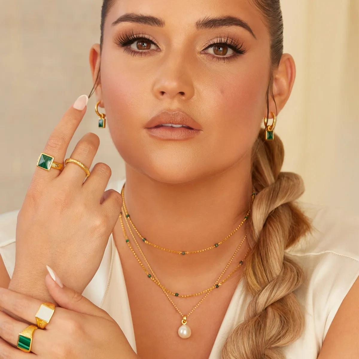 Hot Diamonds Jewellery Hot Diamonds x Jac Jossa Revive Gold Plated Sterling Silver Malachite Pendant