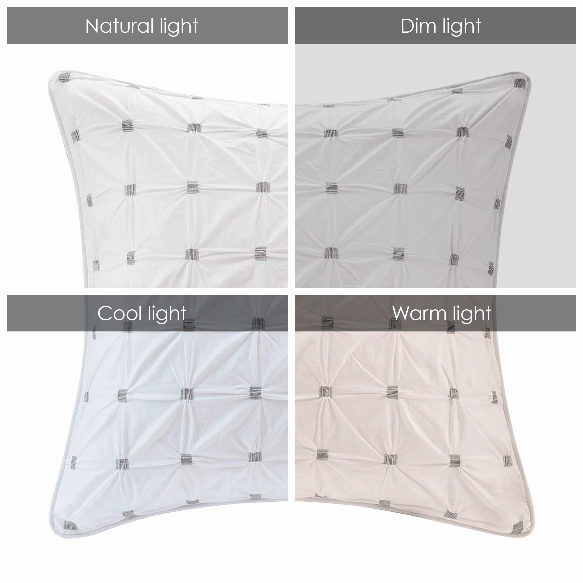 INK IVY Jane White Embroidered Tufted Cotton Percale 26 x 26-inch Euro Sham Hidden Zipper Closure