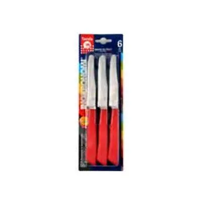 Inoxbonomi Red Handle Table Knives - 6piece 0169-INOX jute rug, burlap rug