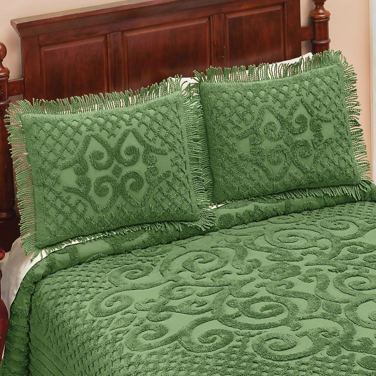 Isabella Elegant Scroll Design Chenille Pillow Sham