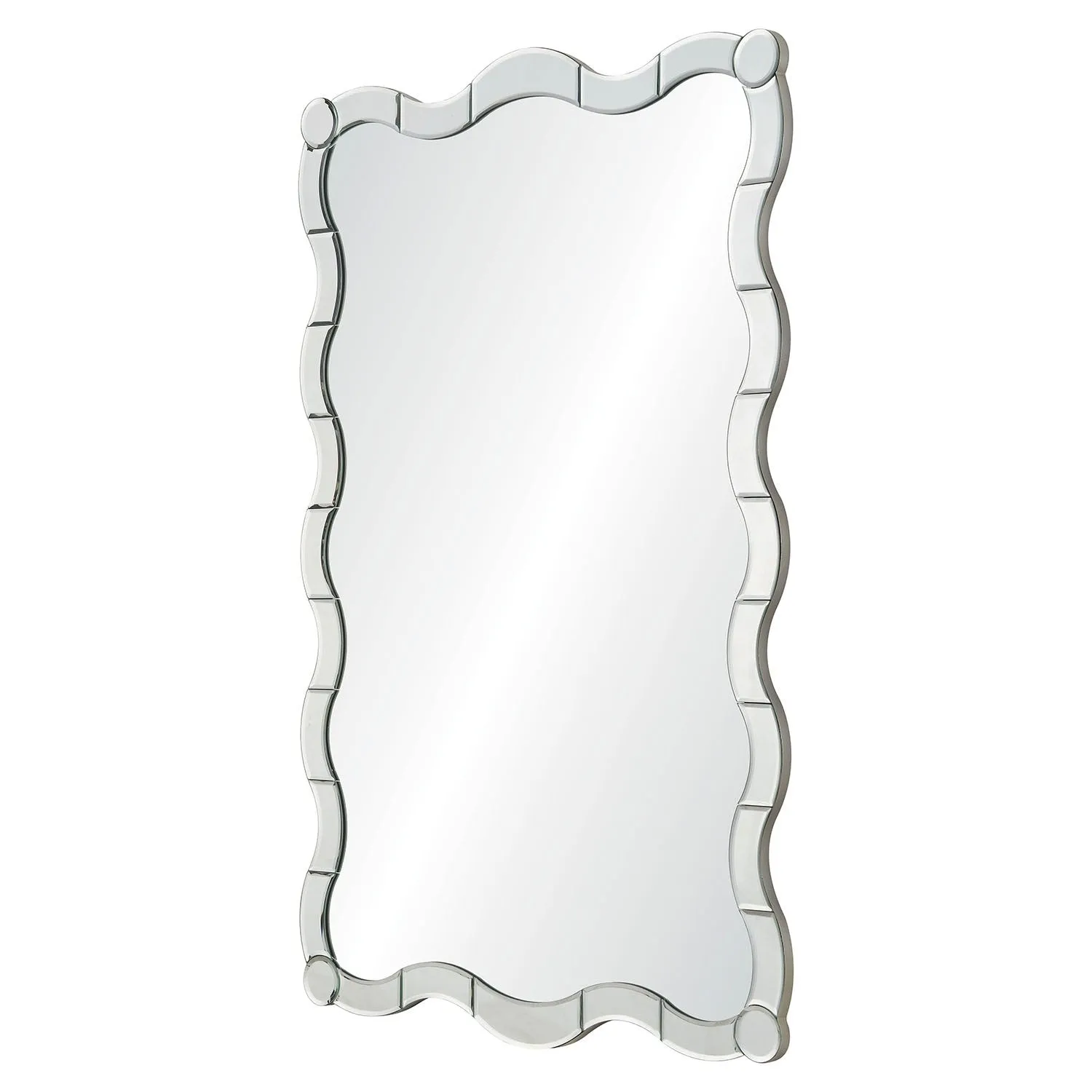 Jamie Drake Silver Leaf Framed Curvy Rectangular Wall Mirror