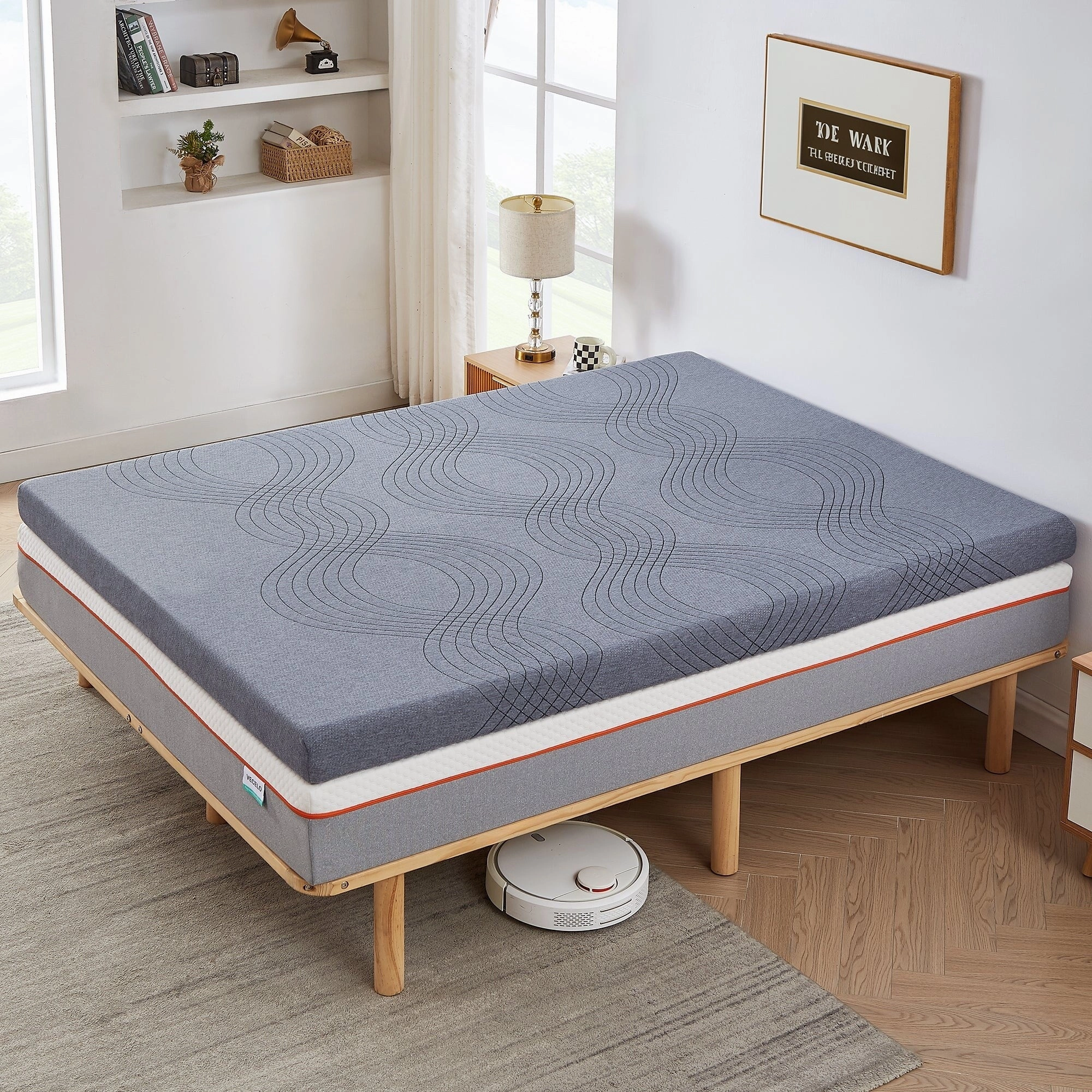 Javlergo 2 Inch/4 Inch Mattress Topper, Comfort Memory Foam Bed Topper with Removable Washable Cover, Gray - N/A