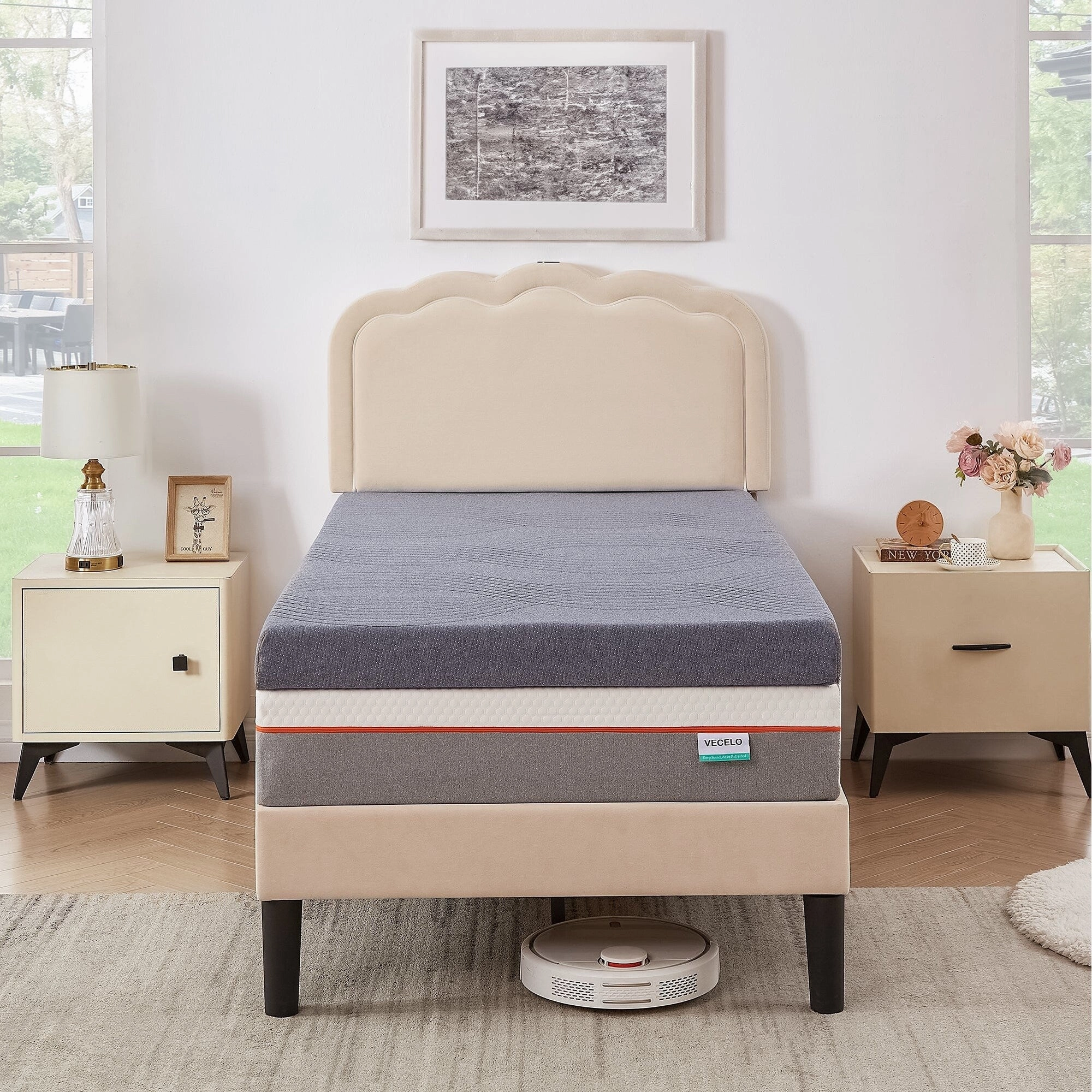 Javlergo 2 Inch/4 Inch Mattress Topper, Comfort Memory Foam Bed Topper with Removable Washable Cover, Gray - N/A