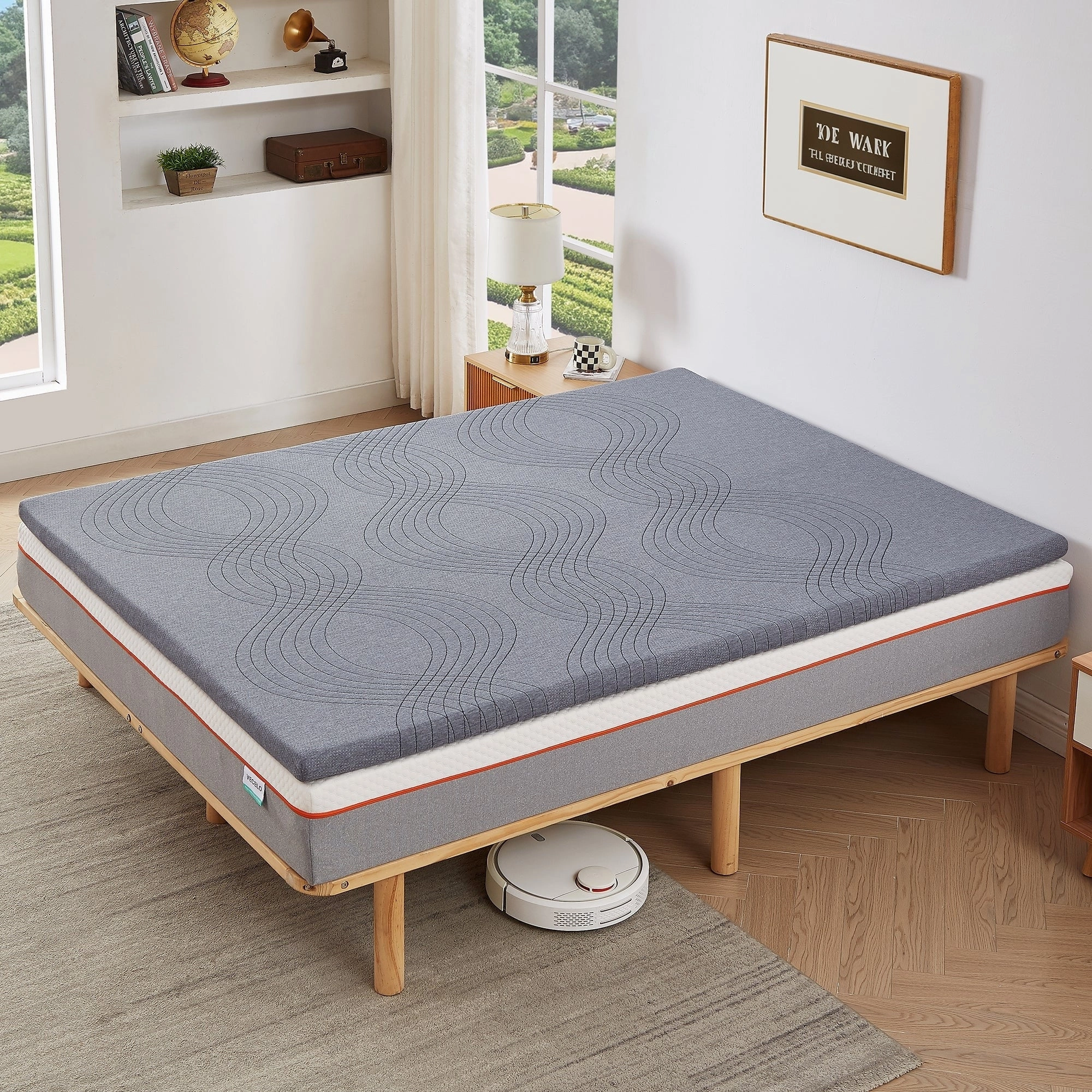 Javlergo 2 Inch/4 Inch Mattress Topper, Comfort Memory Foam Bed Topper with Removable Washable Cover, Gray - N/A mattress pads,mattress topper,bed protection