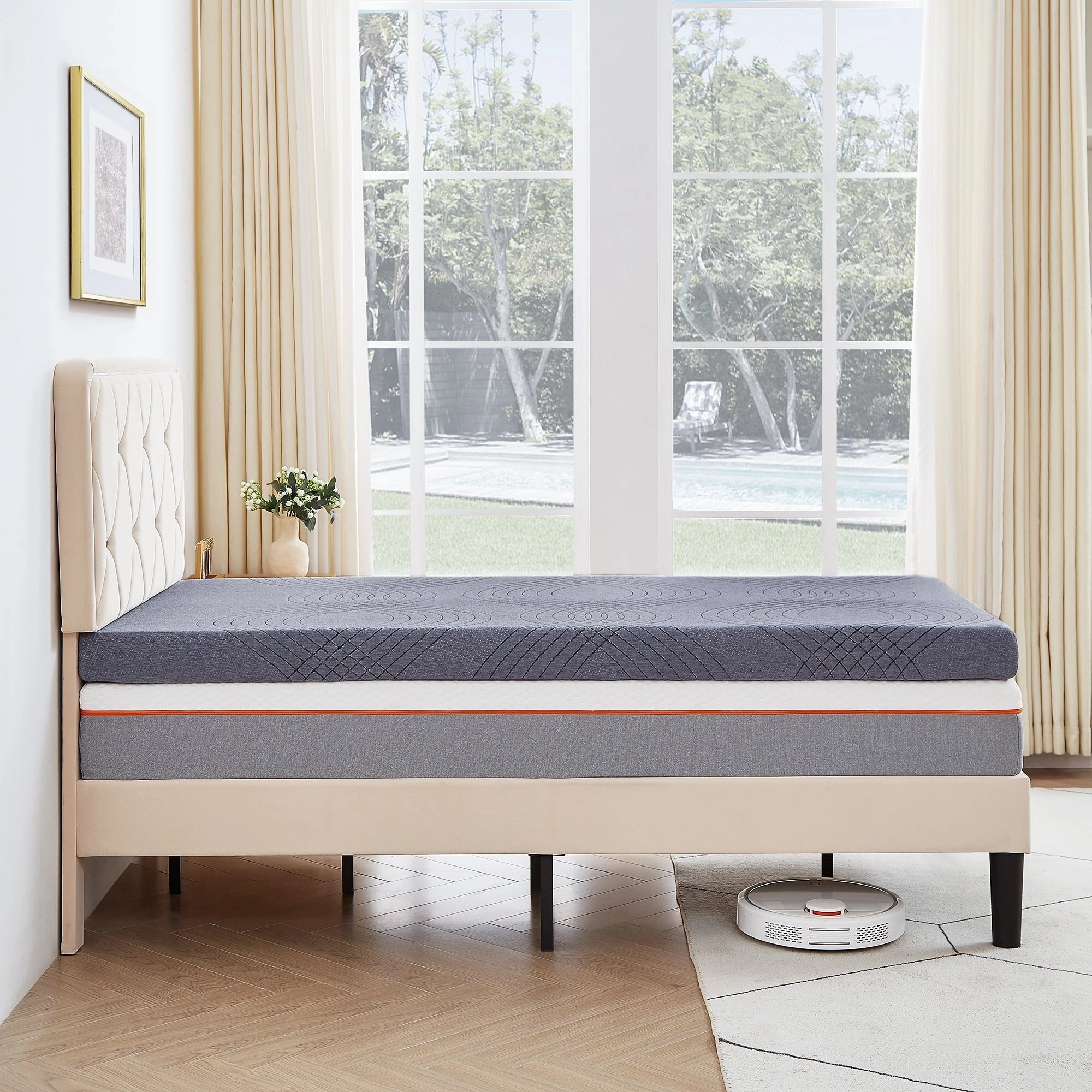 Javlergo 2 Inch/4 Inch Mattress Topper, Comfort Memory Foam Bed Topper with Removable Washable Cover, Gray - N/A