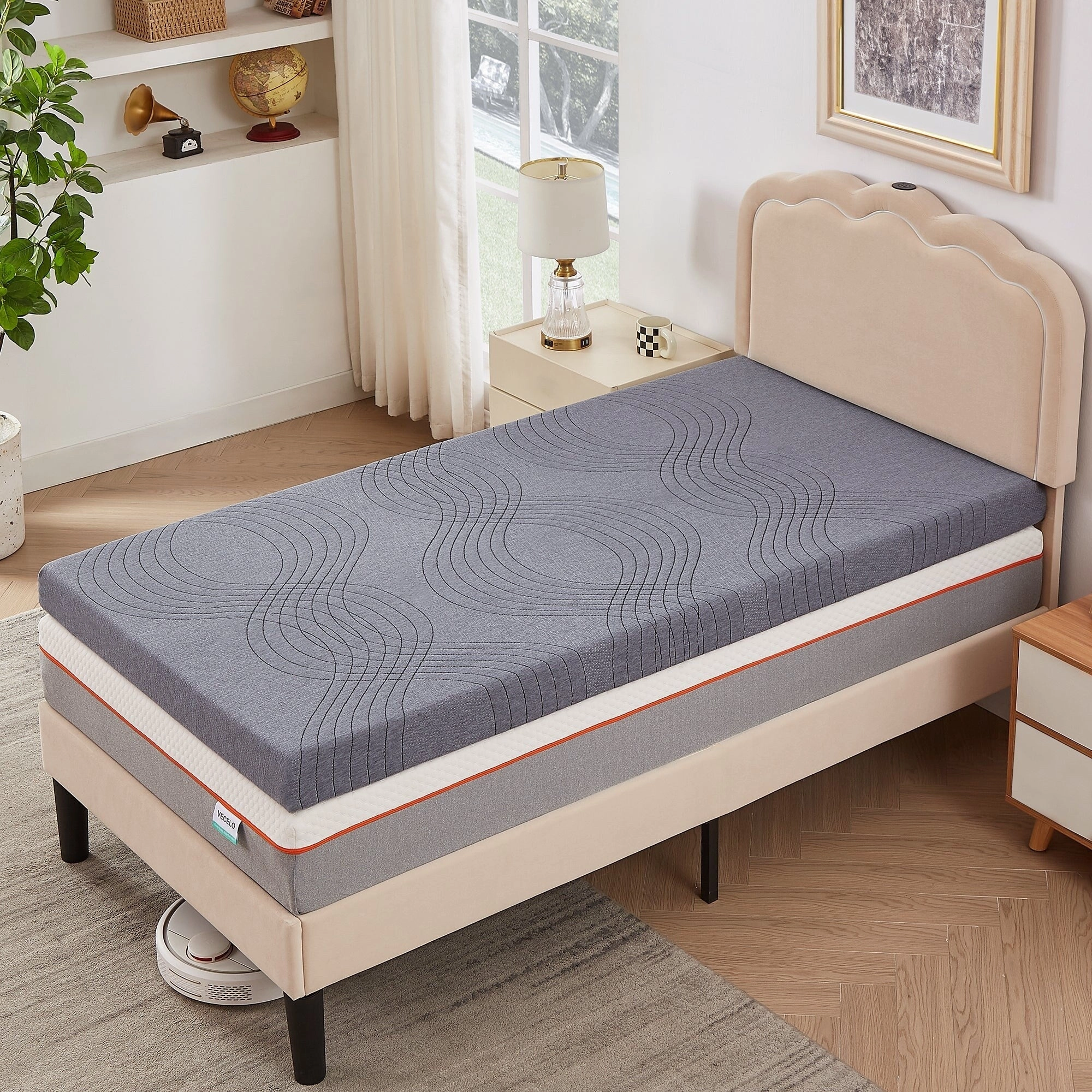 Javlergo 2 Inch/4 Inch Mattress Topper, Comfort Memory Foam Bed Topper with Removable Washable Cover, Gray - N/A