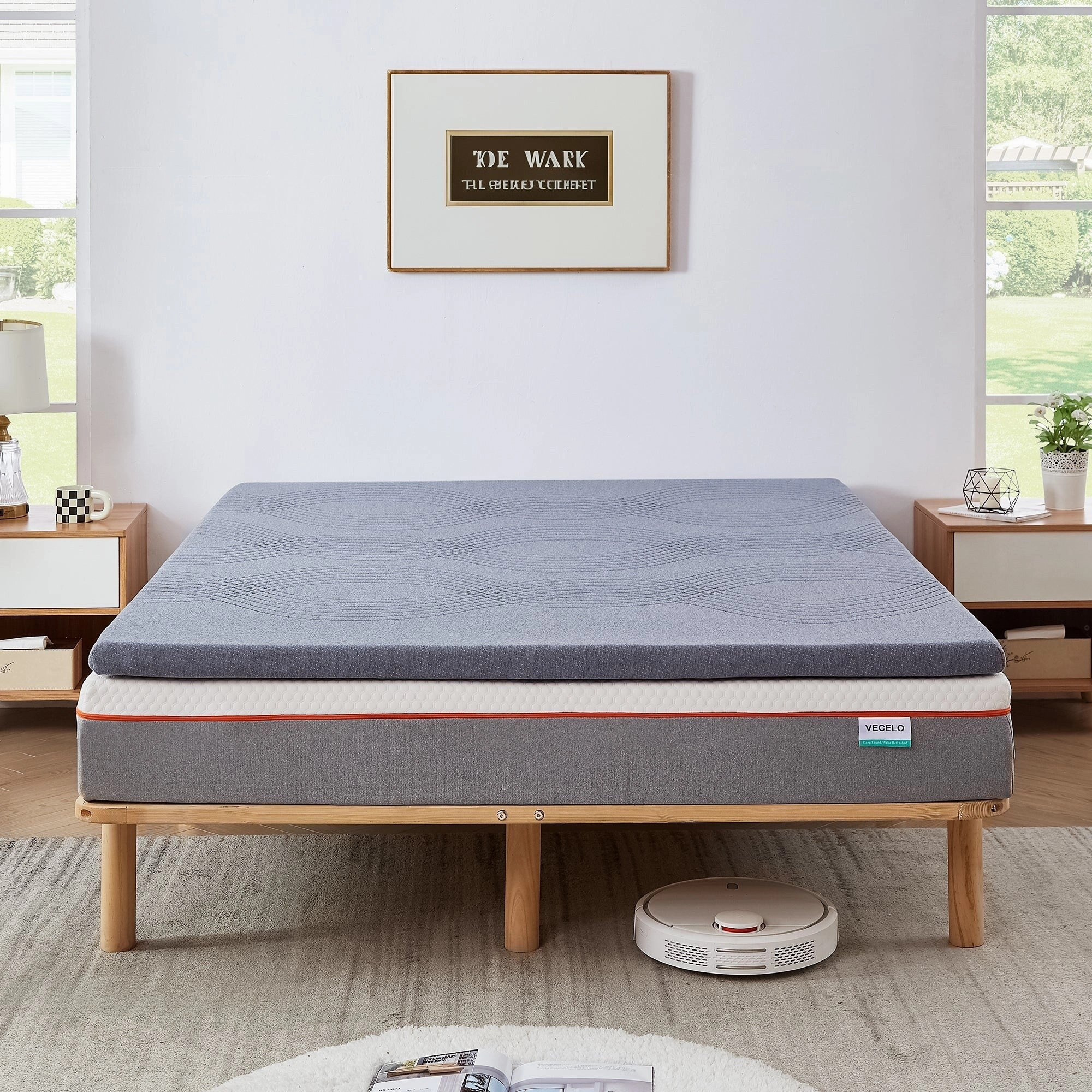 Javlergo 2 Inch/4 Inch Mattress Topper, Comfort Memory Foam Bed Topper with Removable Washable Cover, Gray - N/A