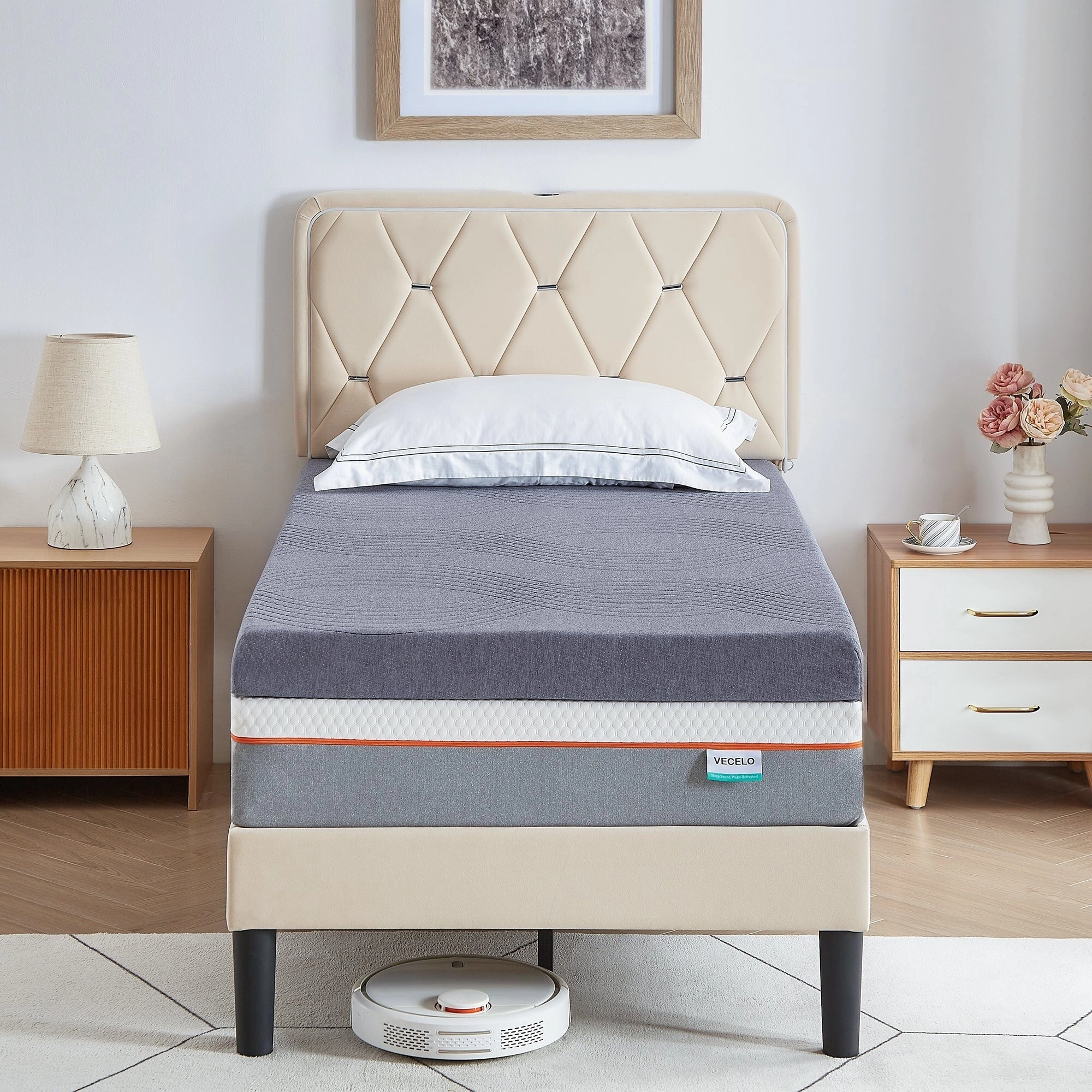 Javlergo 2 Inch/4 Inch Mattress Topper, Comfort Memory Foam Bed Topper with Removable Washable Cover, Gray - N/A