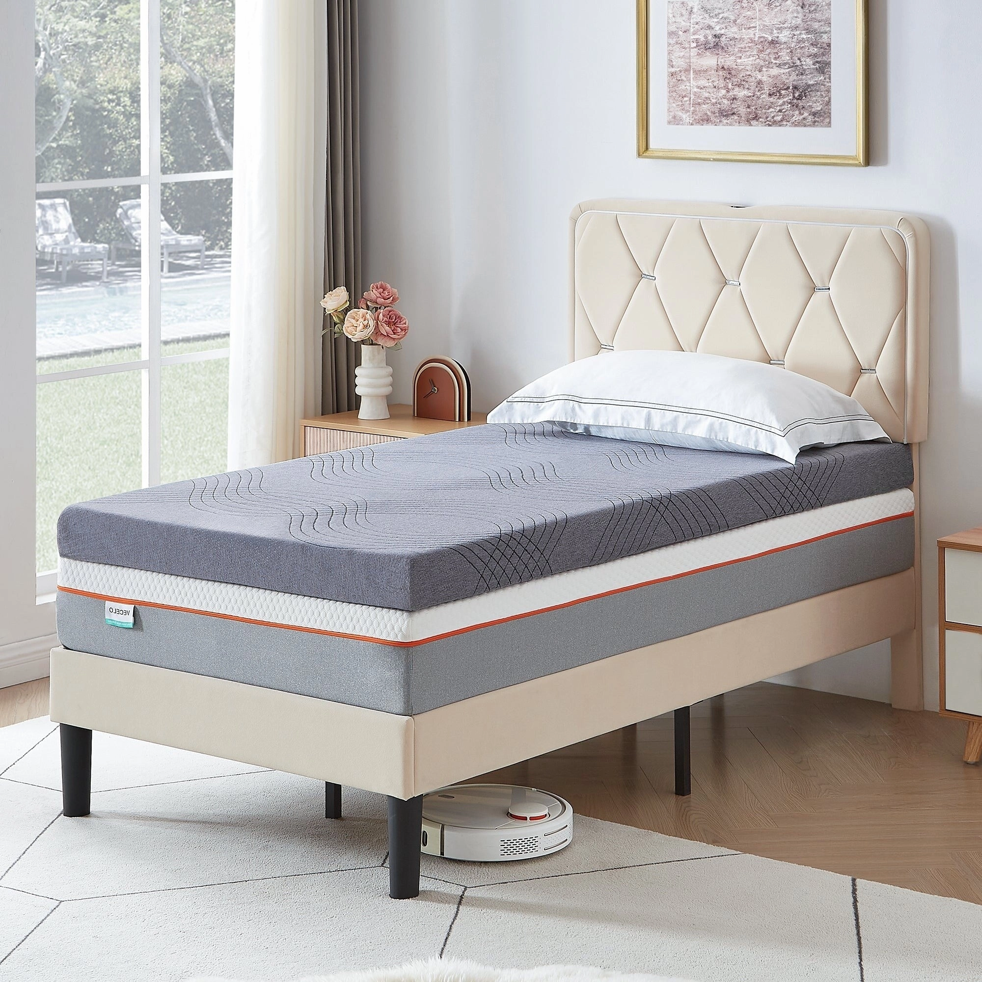 Javlergo 2 Inch/4 Inch Mattress Topper, Comfort Memory Foam Bed Topper with Removable Washable Cover, Gray - N/A