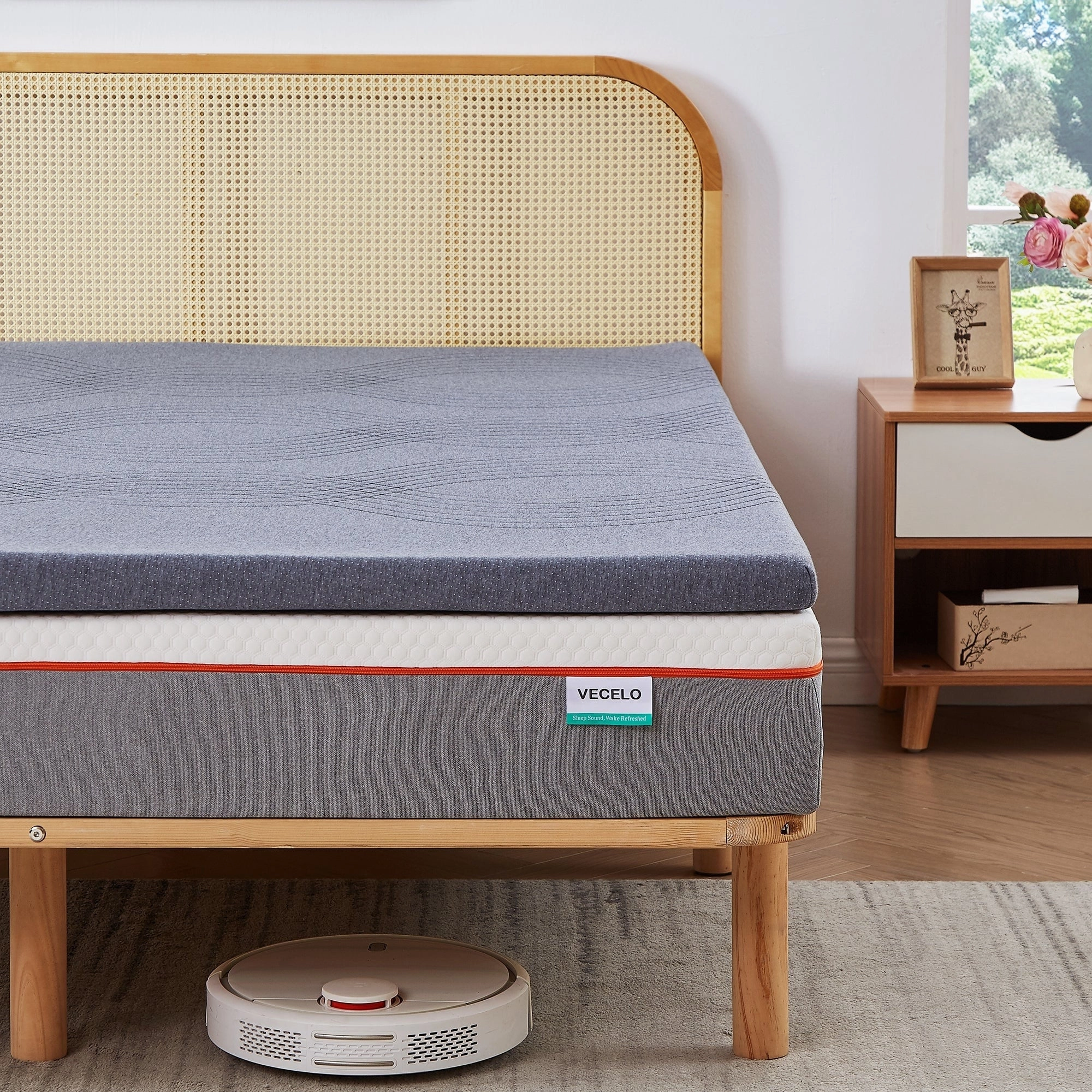 Javlergo 2 Inch/4 Inch Mattress Topper, Comfort Memory Foam Bed Topper with Removable Washable Cover, Gray - N/A