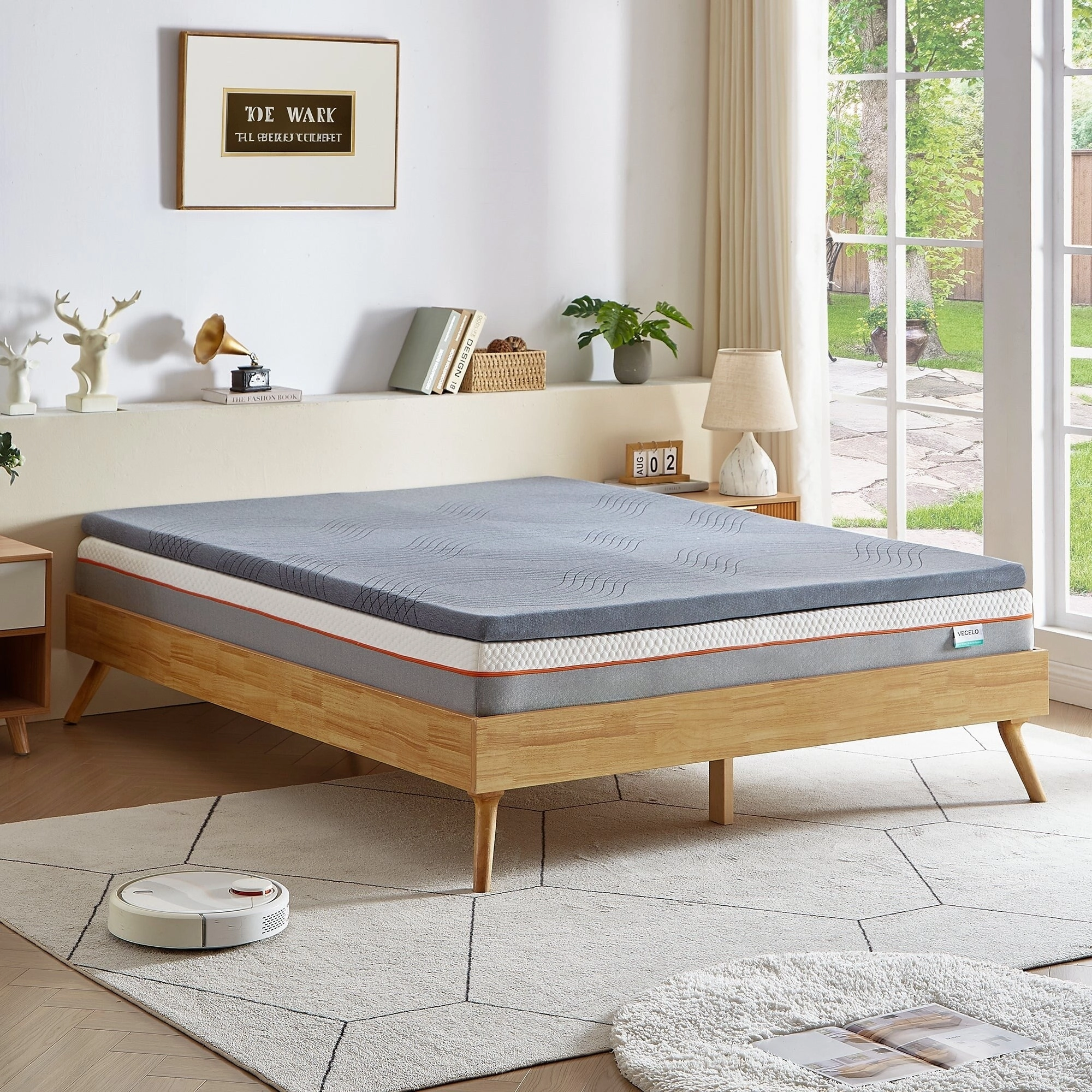 Javlergo 2 Inch/4 Inch Mattress Topper, Comfort Memory Foam Bed Topper with Removable Washable Cover, Gray - N/A