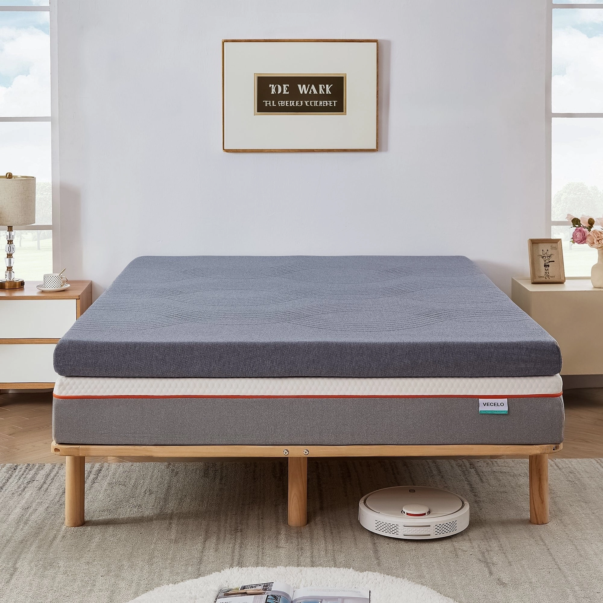 Javlergo 2 Inch/4 Inch Mattress Topper, Comfort Memory Foam Bed Topper with Removable Washable Cover, Gray - N/A