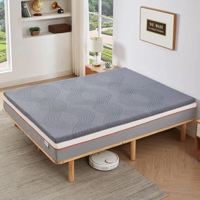 Javlergo 2 Inch/4 Inch Mattress Topper, Comfort Memory Foam Bed Topper with Removable Washable Cover, Gray - N/A mattress pads,mattress topper,bed protection