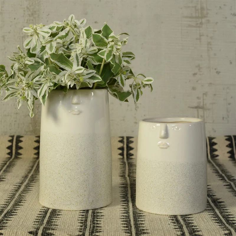 Jean Vase with Face, Ceramic - Lrg - White