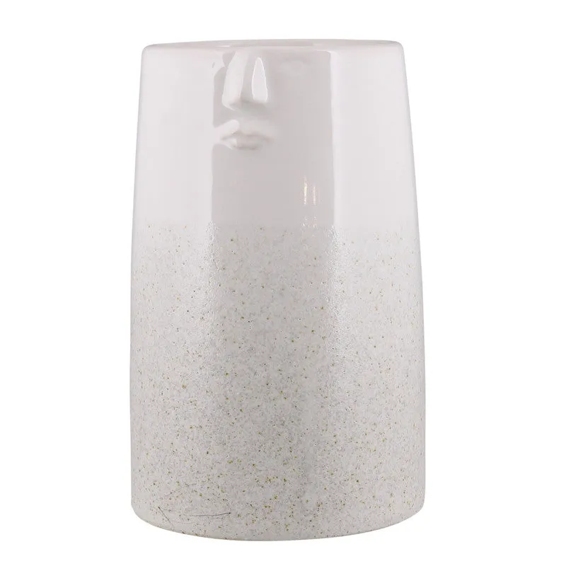 Jean Vase with Face, Ceramic - Lrg - White Vase,Ceramic Vase
