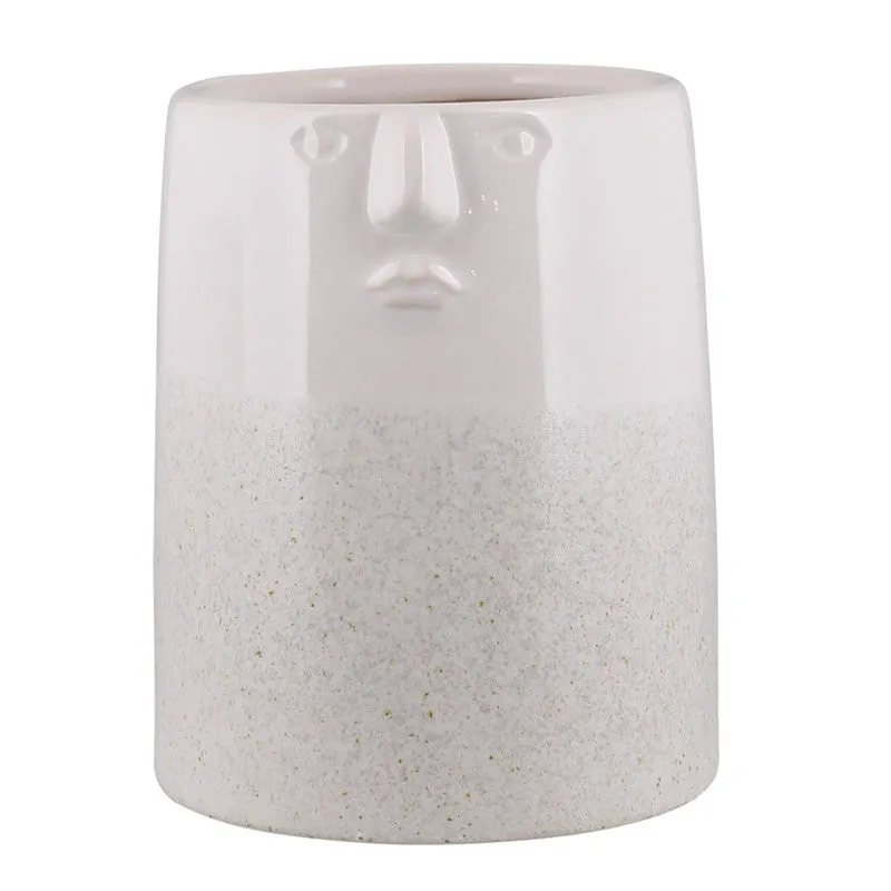 Jean Vase with Face, Ceramic - Sm - White Vase,Ceramic Vase