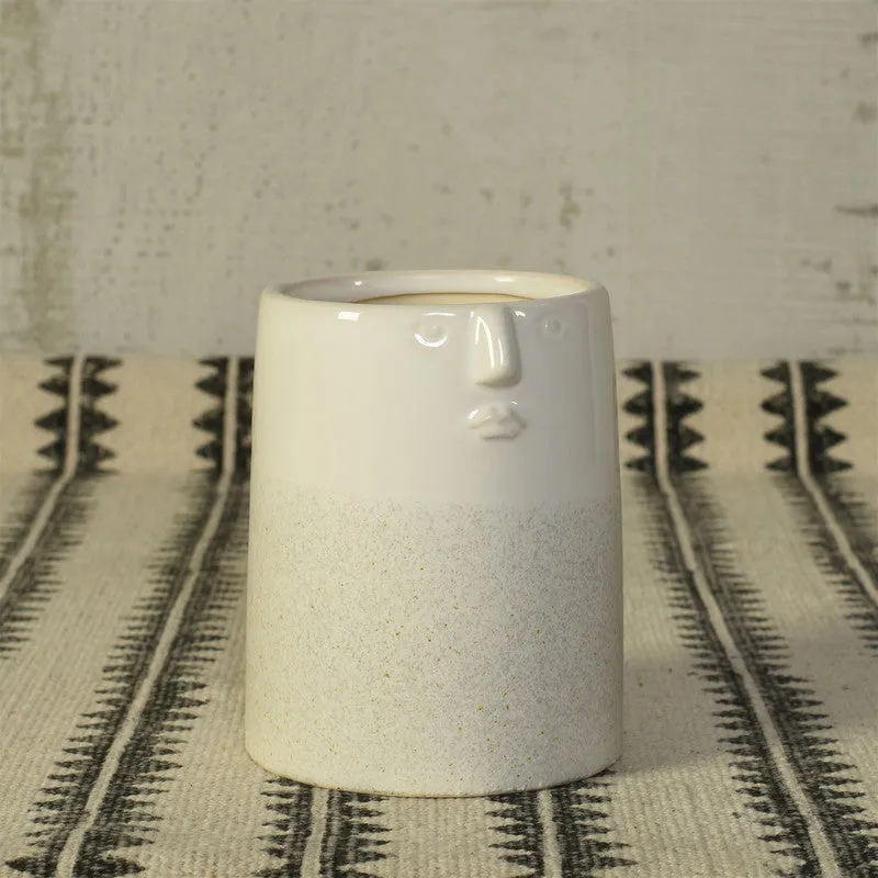 Jean Vase with Face, Ceramic - Sm - White
