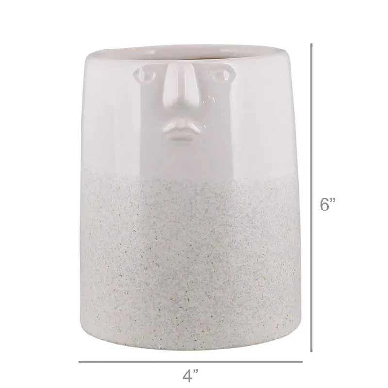 Jean Vase with Face, Ceramic - Sm - White