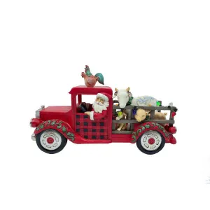 Jim Shore Country Christmas Cargo Santa Driving Red Truck with Farm Animals Figurine Decorative Mirror,Home Decor Mirror