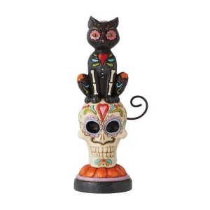Jim Shore Day of the Dead Black Cat and Skull Figurine Decorative Mirror,Home Decor Mirror