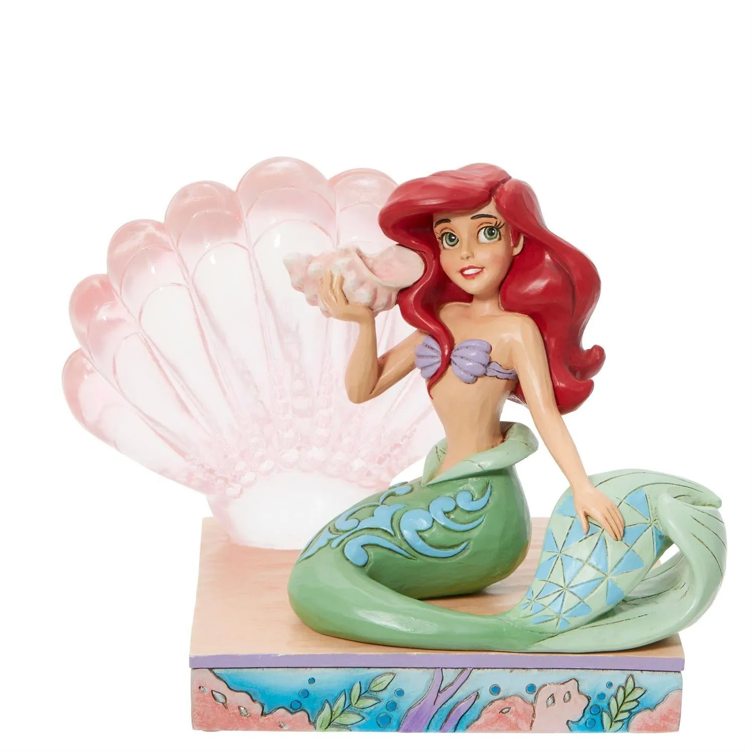 Jim Shore Disney Traditions Ariel Clear Resin Shell Figurine Decorative Mirror,Home Decor Mirror