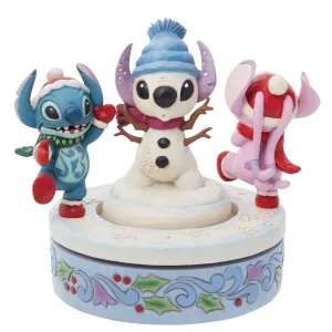 Jim Shore Disney Traditions Stitch & Angel Building a Snow Decorative Mirror,Home Decor Mirror